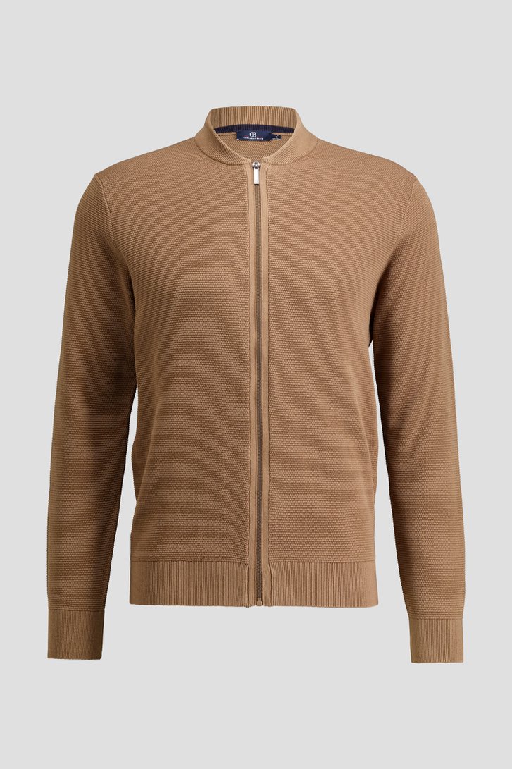 Photo produit 1 de Pull en maille brun clair avec fermeture zippée de Dansaert Blue pour Hommes