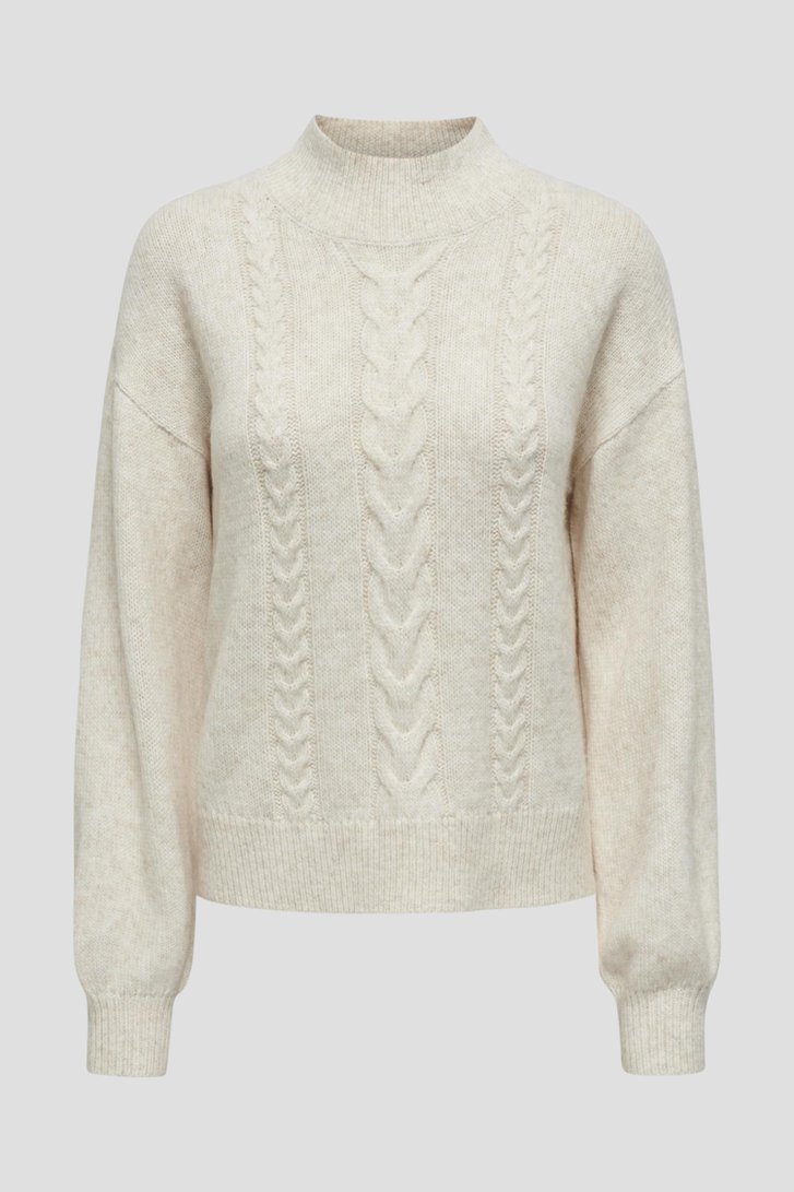 Pull en maille câblée écru avec col montant de JDY pour Femmes