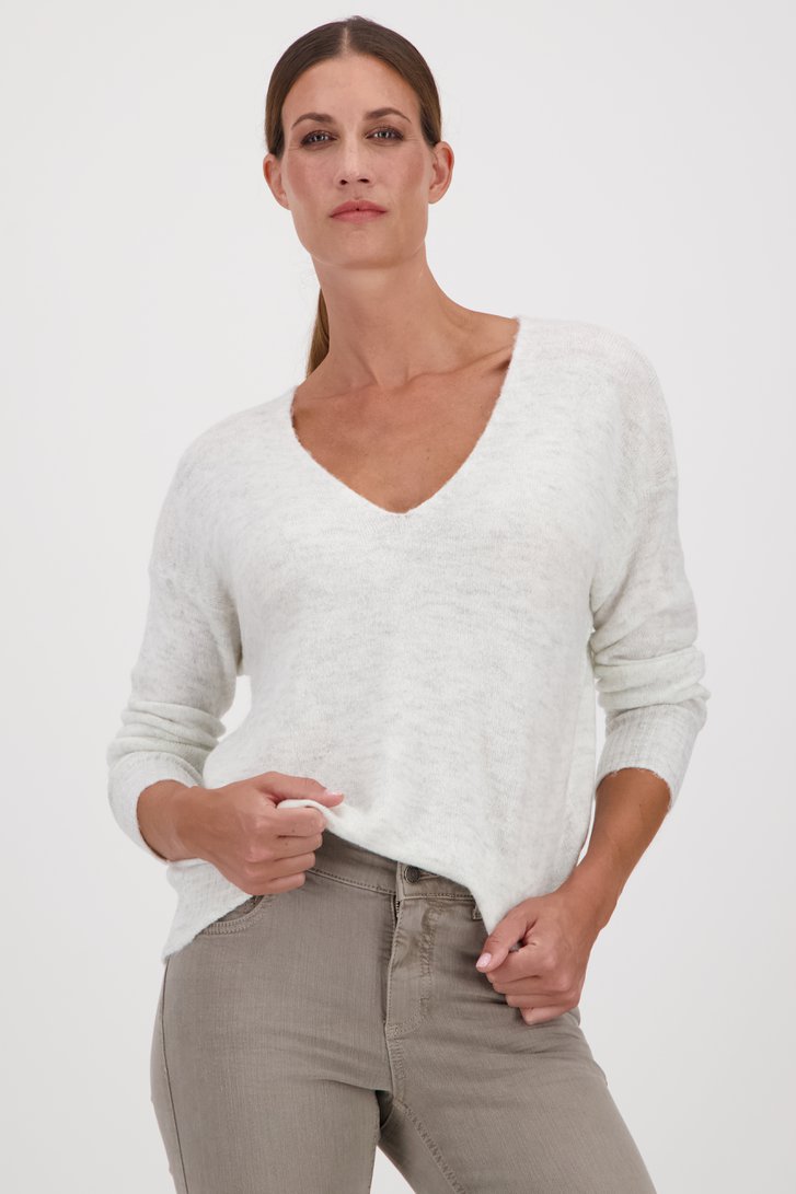 Pull en maille écru avec encolure en V de JDY pour Femmes