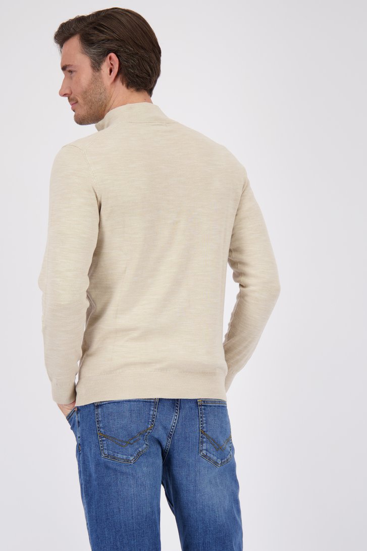 Pull en maille fine beige à fermeture éclair  de Michaelis pour Hommes