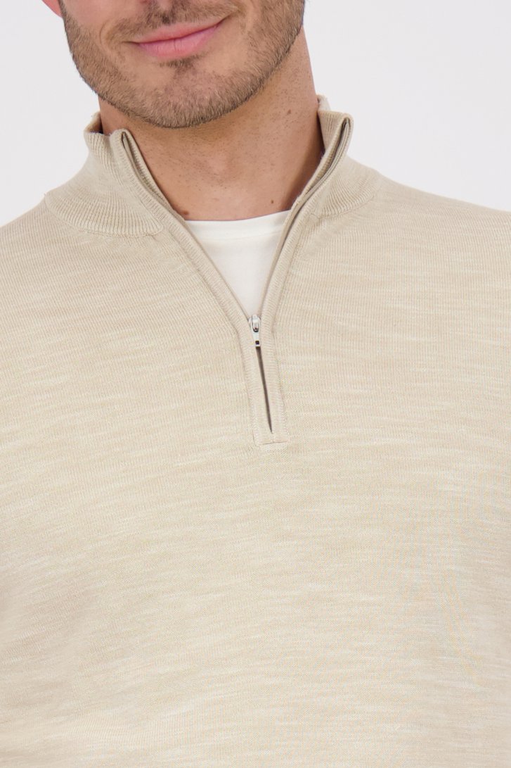 Pull en maille fine beige à fermeture éclair  de Michaelis pour Hommes