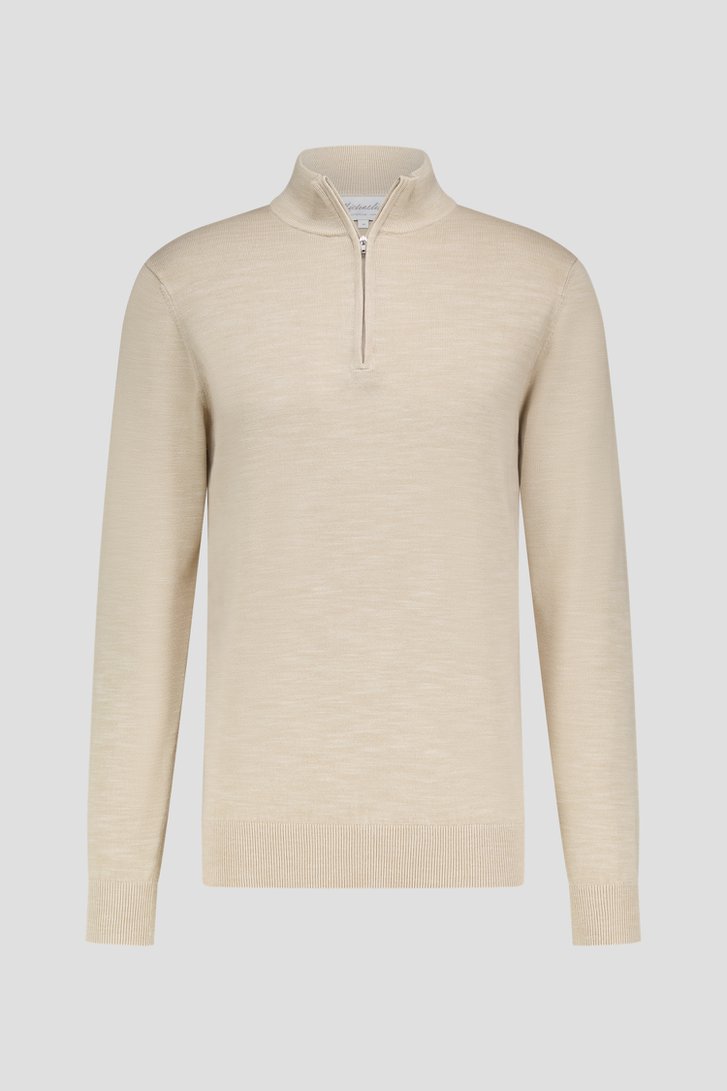 Pull en maille fine beige à fermeture éclair  de Michaelis pour Hommes