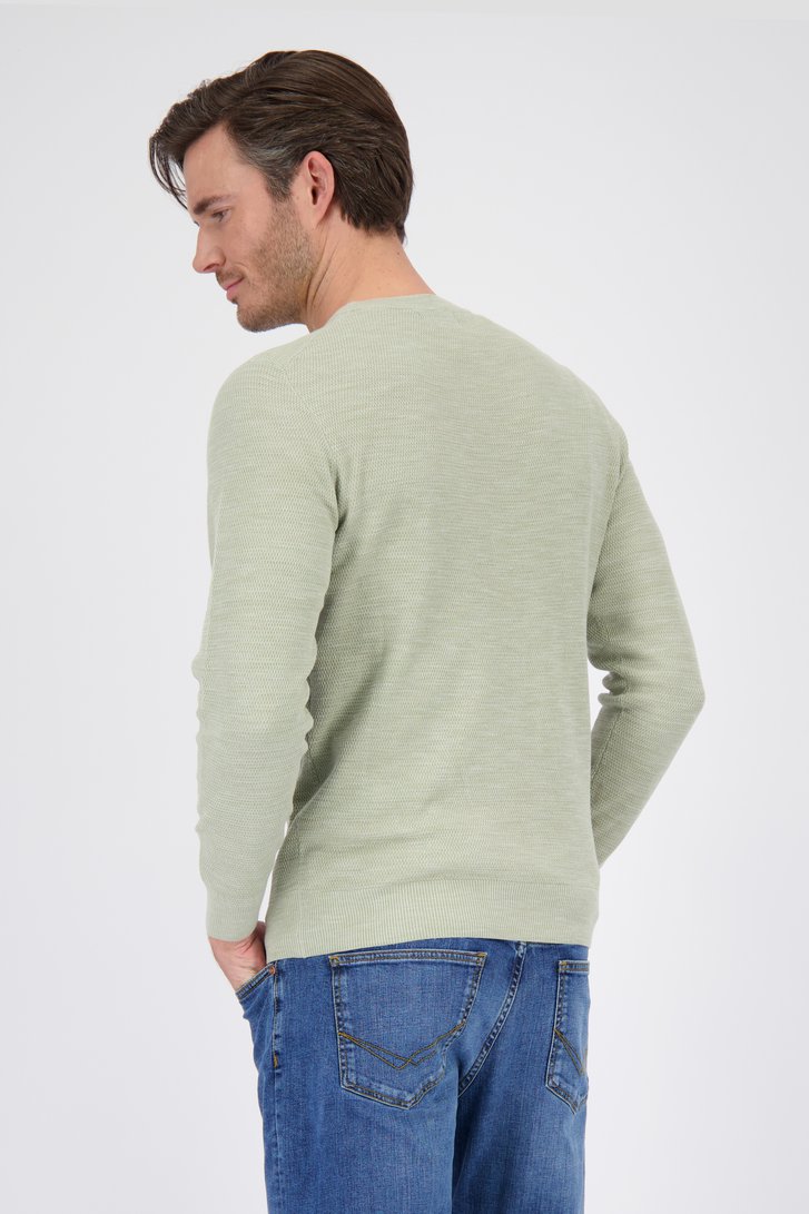 Pull en maille fine beige-vert avec col rond de Michaelis pour Hommes