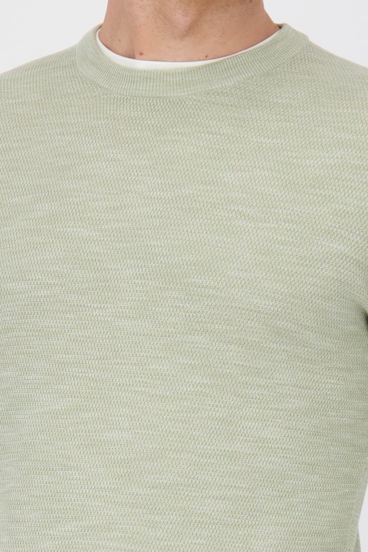Pull en maille fine beige-vert avec col rond de Michaelis pour Hommes