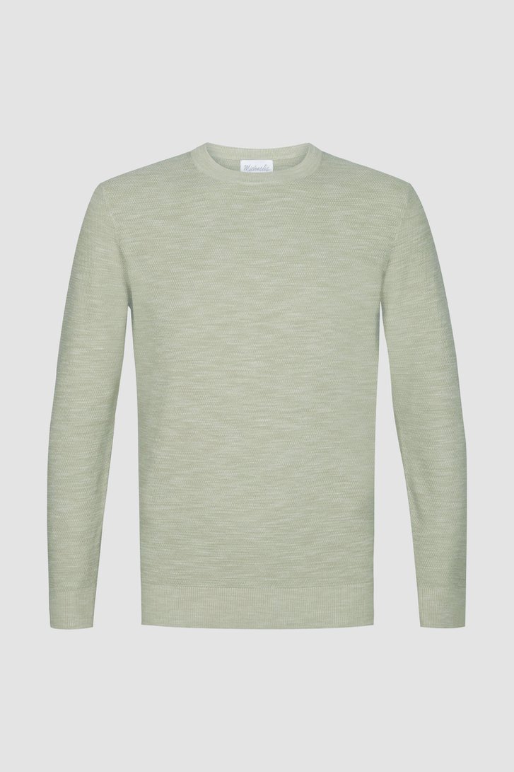 Pull en maille fine beige-vert avec col rond de Michaelis pour Hommes