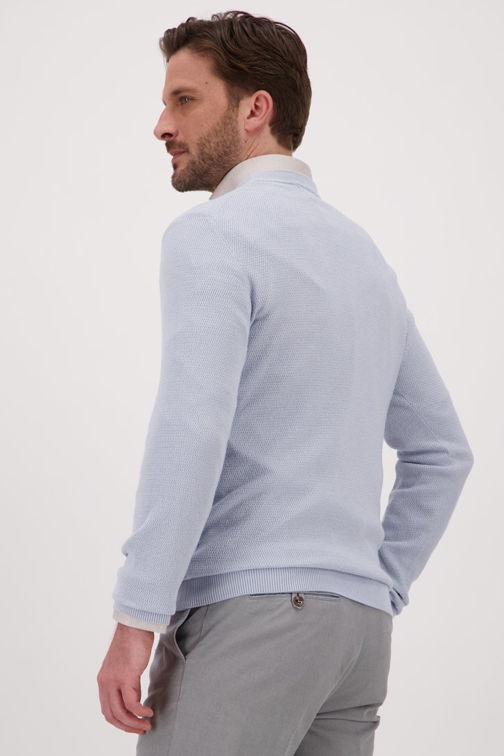 Pull en maille fine bleu clair à col rond de Michaelis pour Hommes
