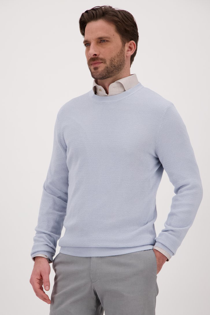 Pull en maille fine bleu clair à col rond de Michaelis pour Hommes