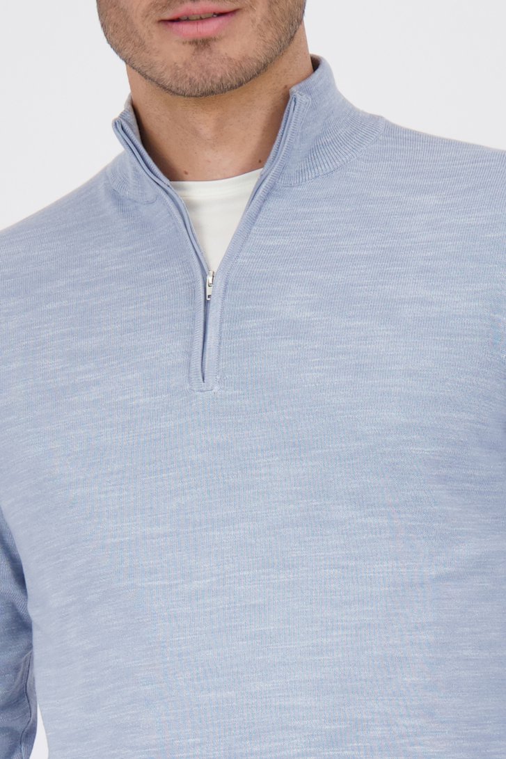 Pull en maille fine bleu clair à fermeture éclair de Michaelis pour Hommes