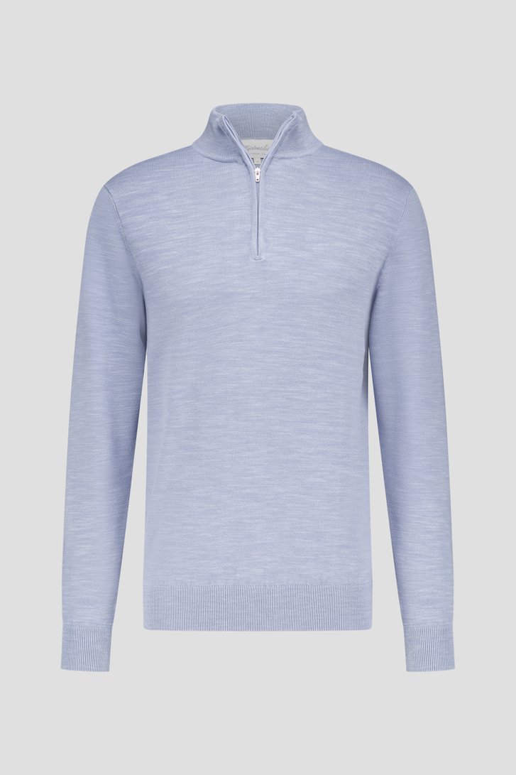 Pull en maille fine bleu clair à fermeture éclair de Michaelis pour Hommes
