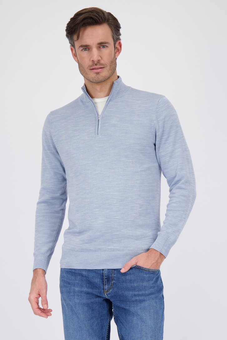 Pull en maille fine bleu clair à fermeture éclair de Michaelis pour Hommes