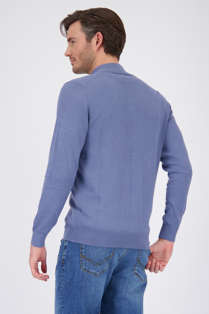 Pull en maille fine bleue à fermeture éclair de Michaelis pour Hommes