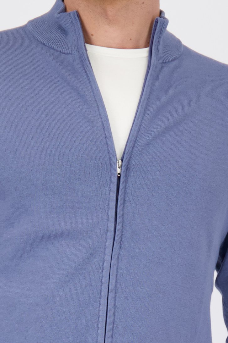 Pull en maille fine bleue à fermeture éclair de Michaelis pour Hommes