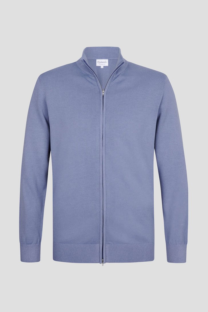 Pull en maille fine bleue à fermeture éclair de Michaelis pour Hommes