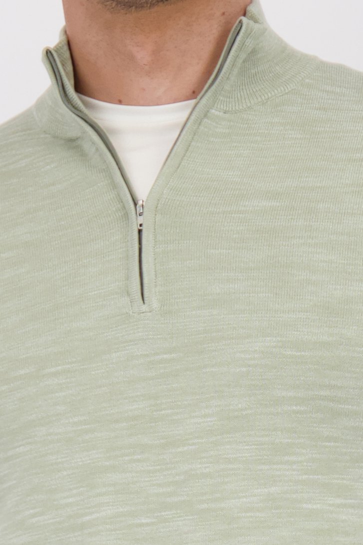 Pull en maille fine vert clair à fermeture éclair de Michaelis pour Hommes