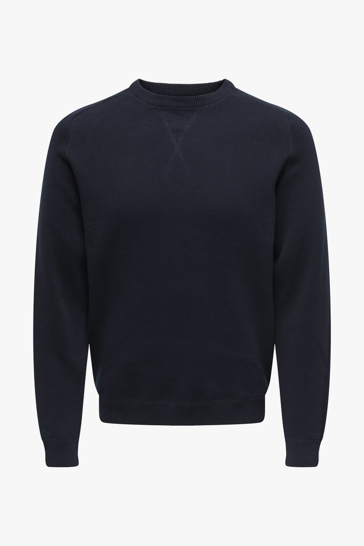 Pull en maille marine à col rond de ONLY & SONS pour Hommes