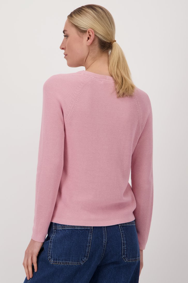 Pull en maille rose avec col en V  de Liberty Island pour Femmes
