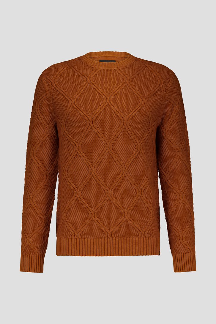 Pull en maille texturée marron rouille	 de Ravøtt pour Hommes