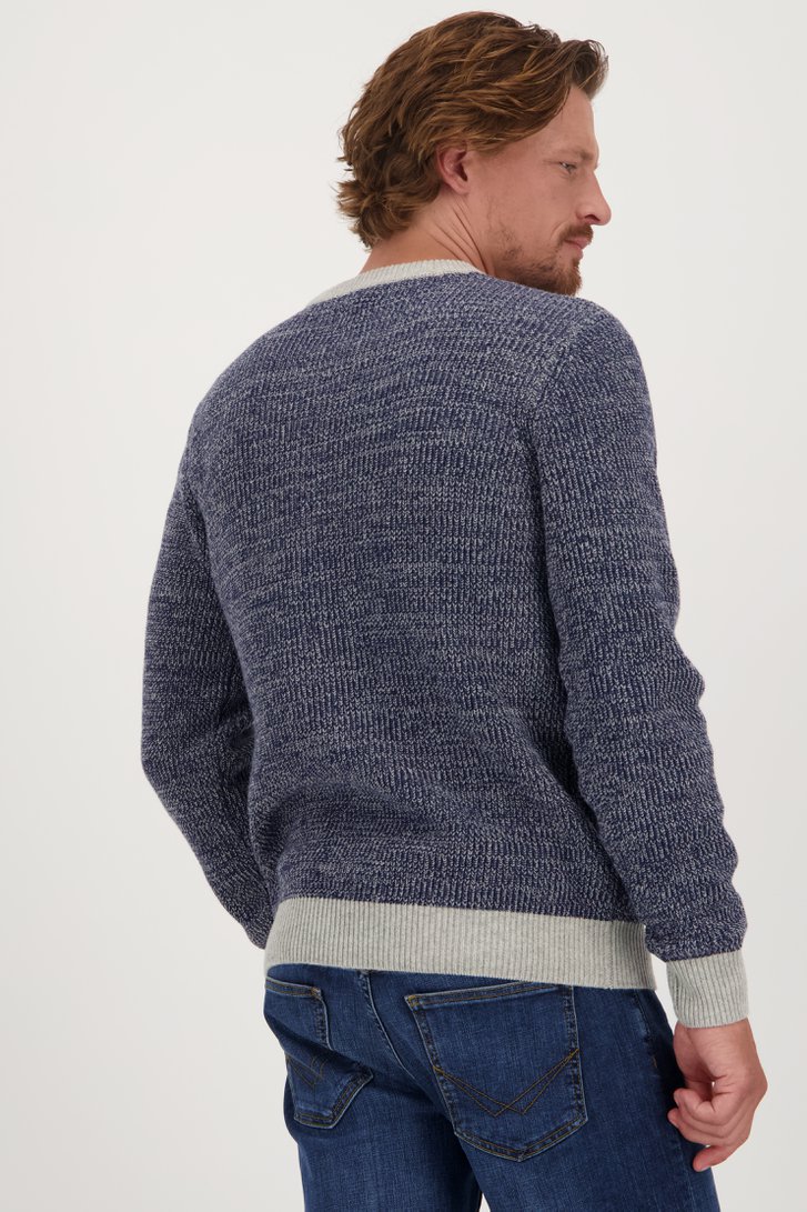 Pull en mélange bleu-gris à encolure ronde de Bluefields pour Hommes
