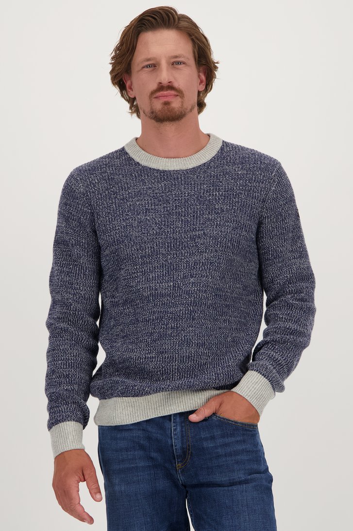 Pull en mélange bleu-gris à encolure ronde de Bluefields pour Hommes