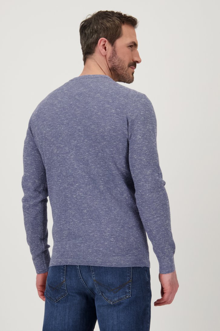 Pull en piqué bleu à col rond de Upper East pour Hommes