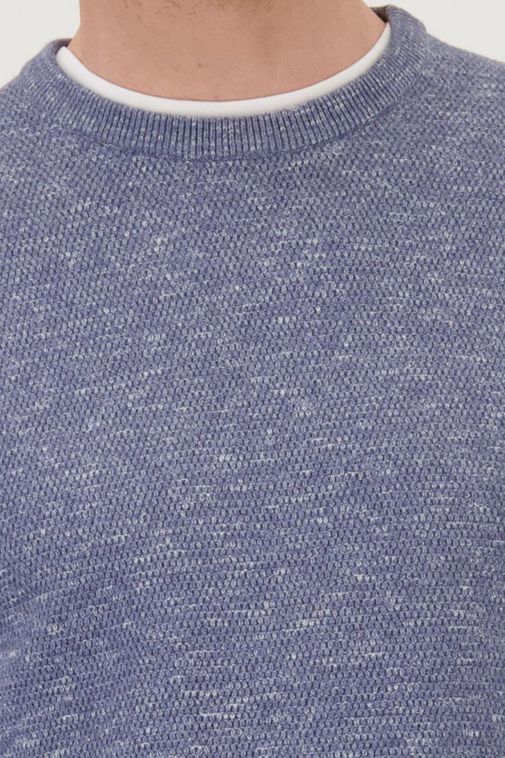 Pull en piqué bleu à col rond de Upper East pour Hommes