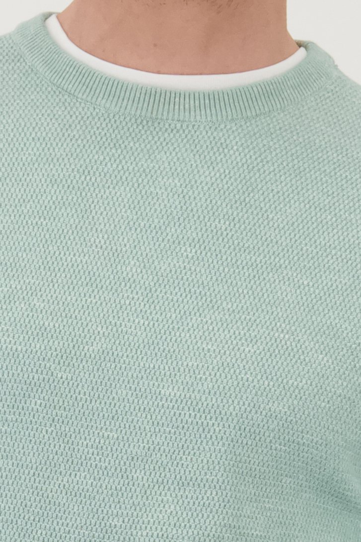 Pull en piqué vert à col rond de Upper East pour Hommes
