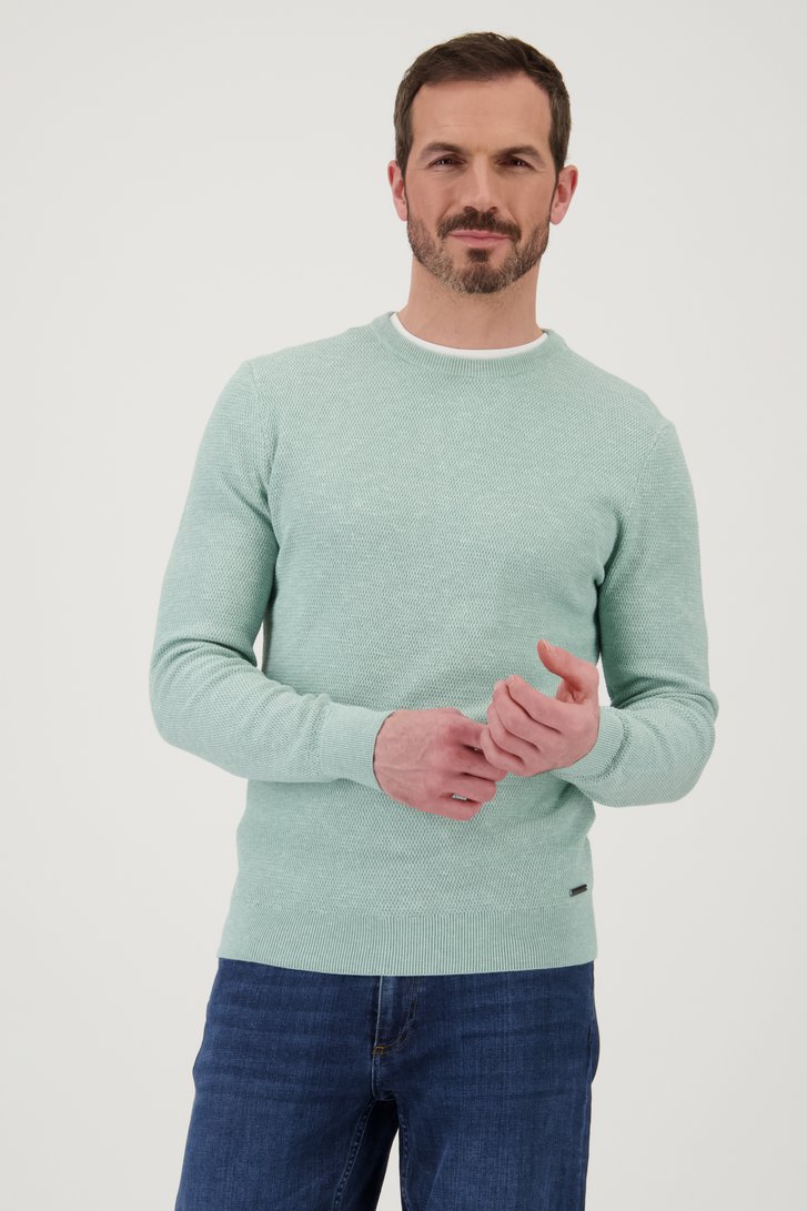 Pull en piqué vert à col rond de Upper East pour Hommes