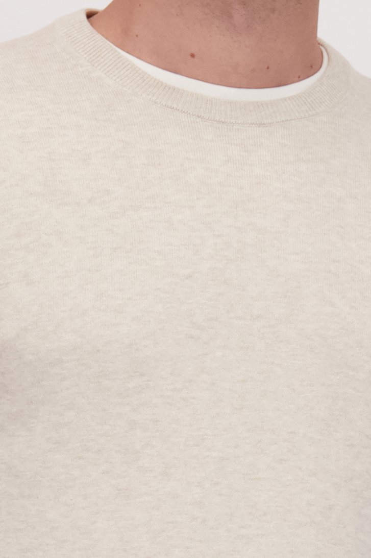 Détail de Pull fin beige clair à col rond de Dansaert Blue pour Hommes