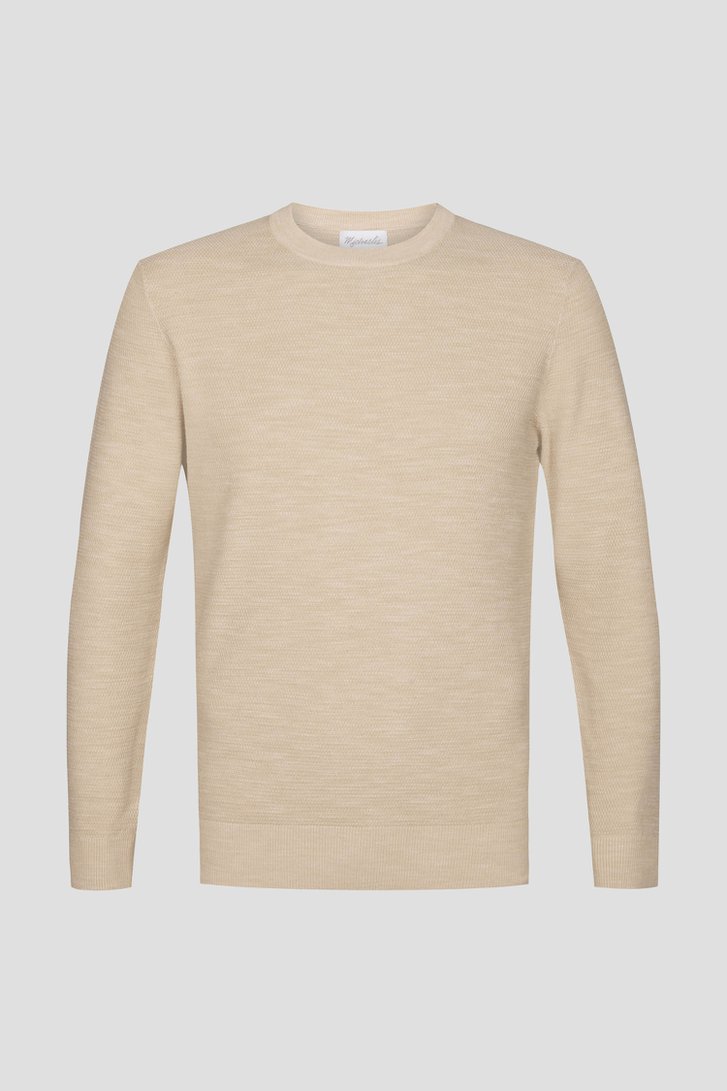 Pull fin beige clair à col rond de Michaelis pour Hommes