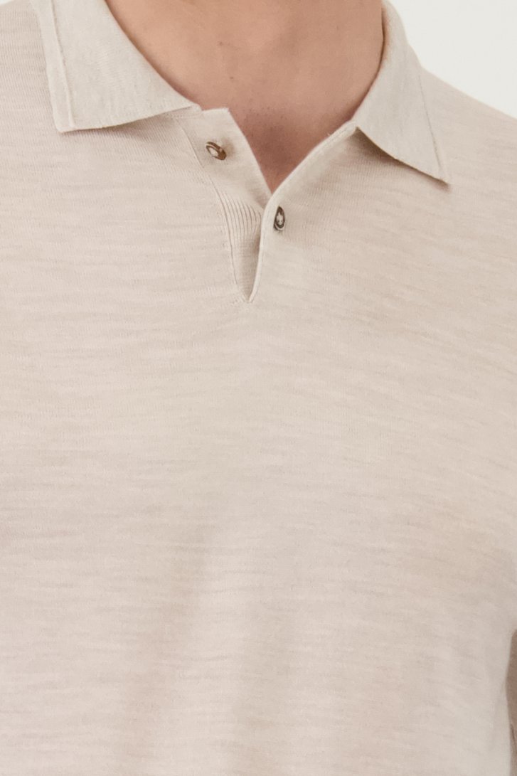 Pull fin beige clair avec col polo de Upper East pour Hommes