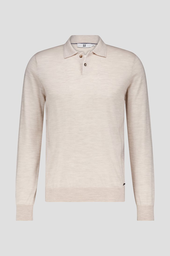 Pull fin beige clair avec col polo de Upper East pour Hommes