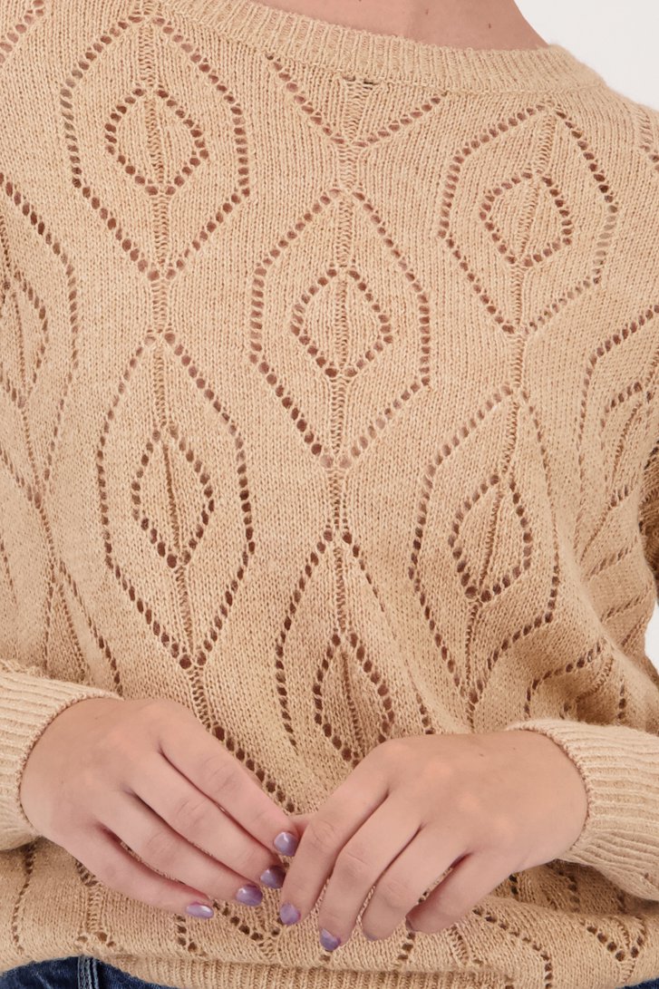 Détail de Pull fin beige foncé avec motif ajouré de Libelle pour Femmes