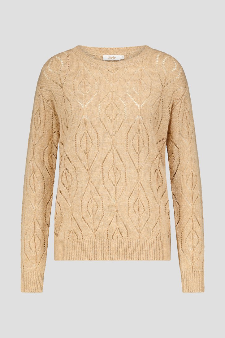 Photo produit 1 de Pull fin beige foncé avec motif ajouré de Libelle pour Femmes