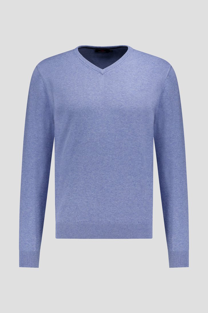 Photo produit 1 de Pull fin bleu à col en V de Dansaert Blue pour Hommes