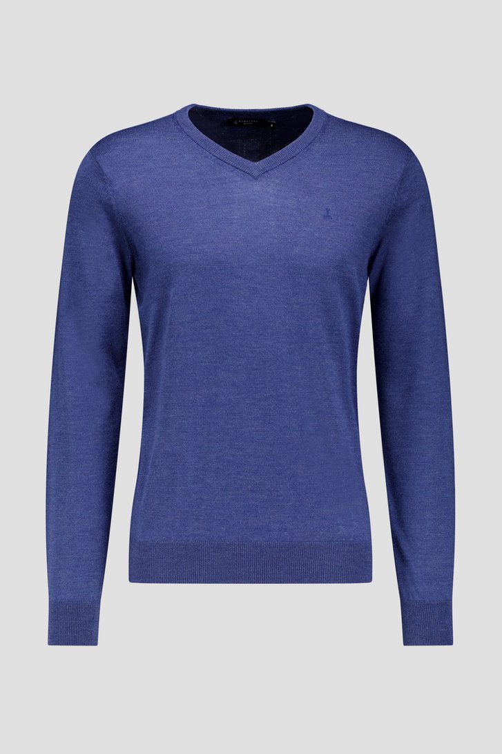 Photo produit 1 de Pull fin bleu avec col en V de Dansaert Black pour Hommes