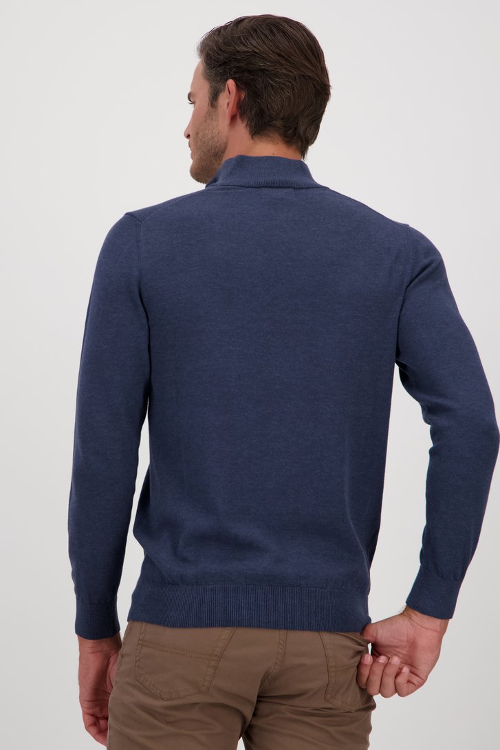 Pull fin bleu avec fermeture éclair de Michaelis pour Hommes