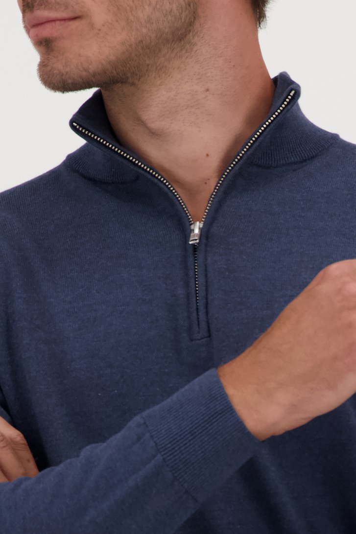 Pull fin bleu avec fermeture éclair de Michaelis pour Hommes
