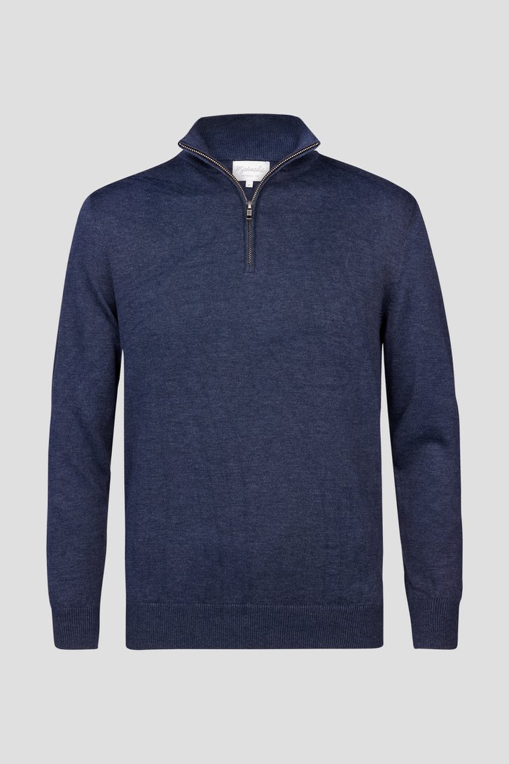 Pull fin bleu avec fermeture éclair de Michaelis pour Hommes