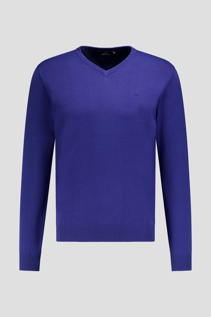 Photo produit 1 de Pull fin bleu foncé à col en V de Dansaert Blue pour Hommes