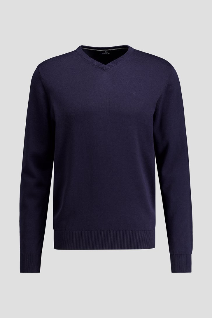 Photo produit 1 de Pull fin bleu foncé à col V de Dansaert Blue pour Hommes