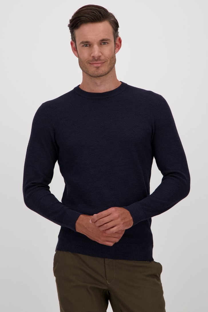 Pull fin bleu foncé	 de Michaelis pour Hommes