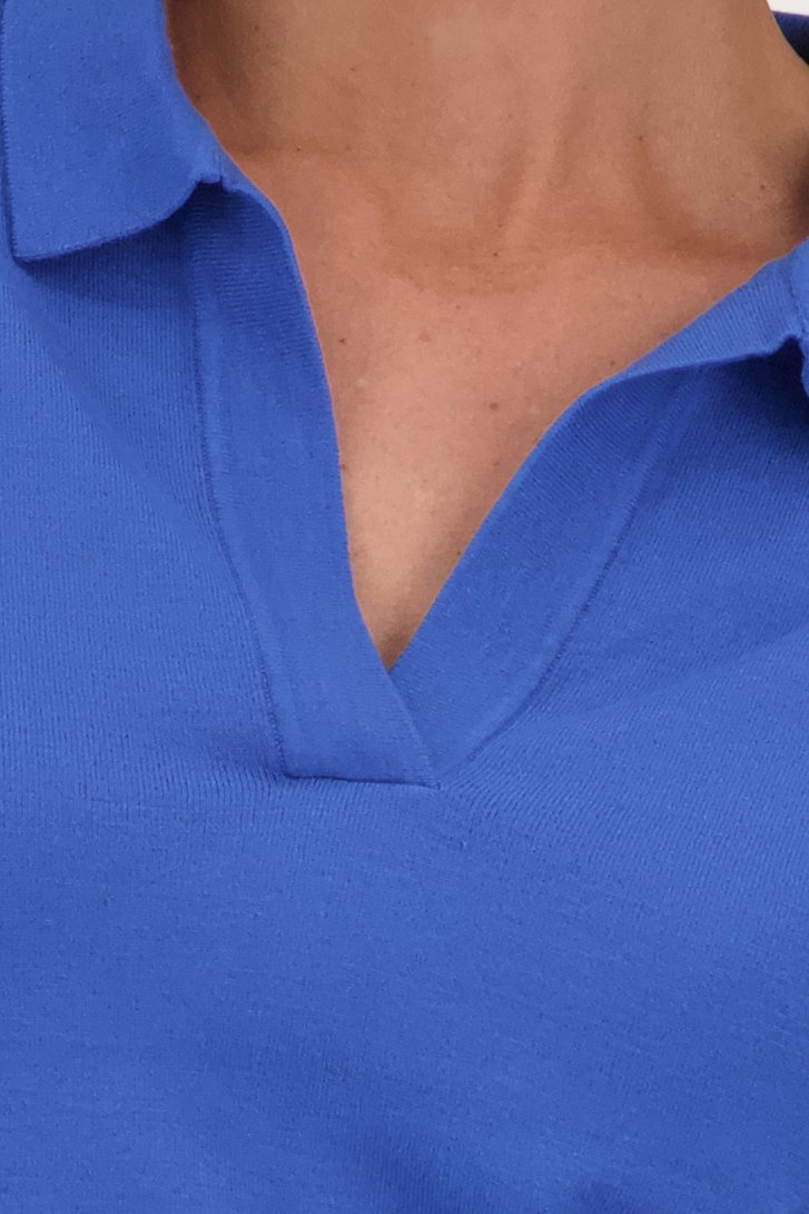 Pull fin bleu uni avec col  de Claude Arielle pour Femmes