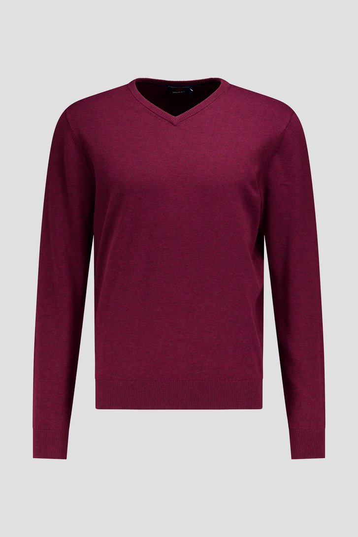 Photo produit 1 de Pull fin bordeaux à col en V de Dansaert Blue pour Hommes