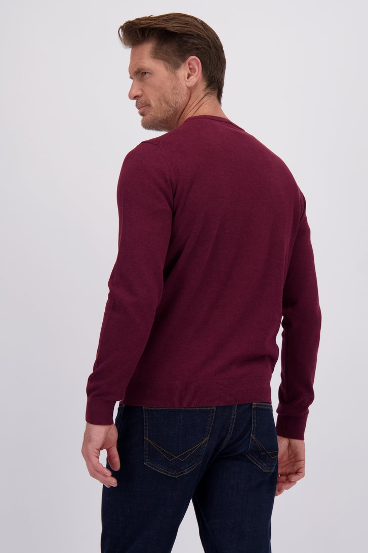 Le dos de Pull fin bordeaux à col rond de Dansaert Blue pour Hommes