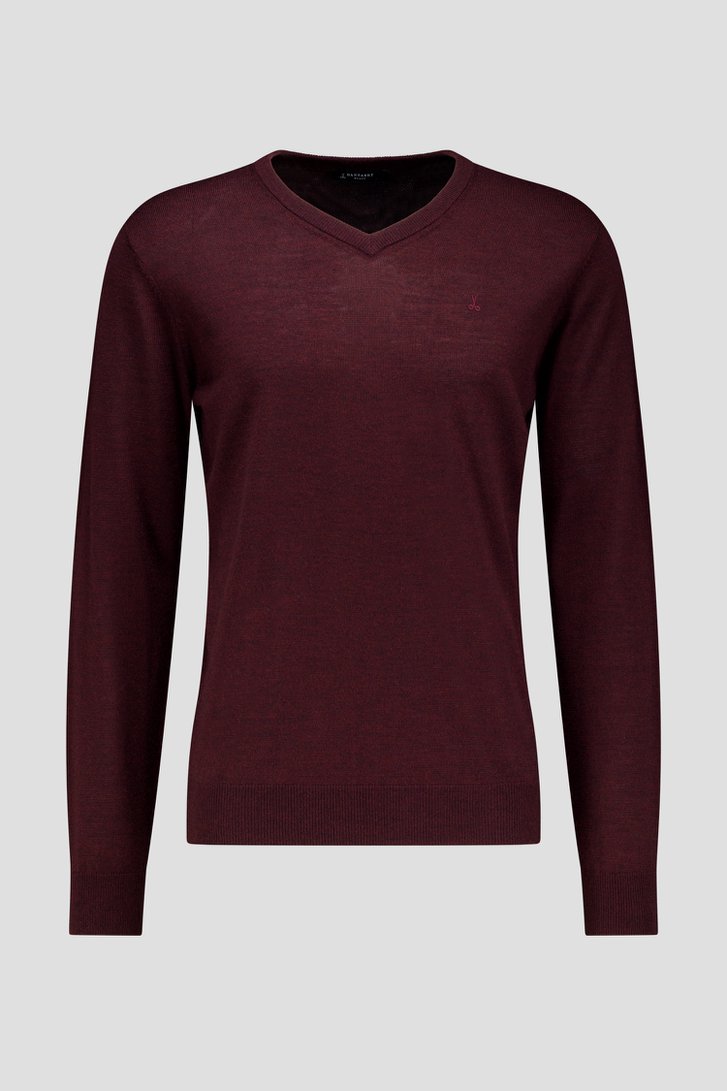 Photo produit 1 de Pull fin bordeaux avec col en V de Dansaert Black pour Hommes