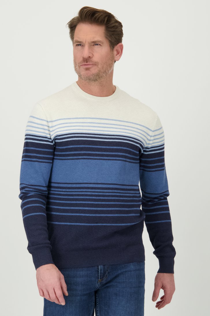 Pull fin en beige et bleu de Dansaert Blue pour Hommes