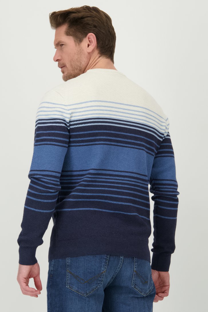 Pull fin en beige et bleu de Dansaert Blue pour Hommes
