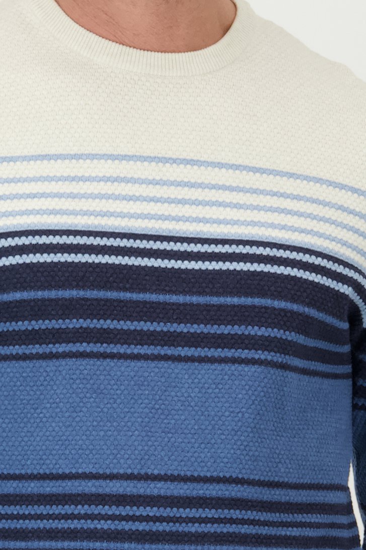 Pull fin en beige et bleu de Dansaert Blue pour Hommes