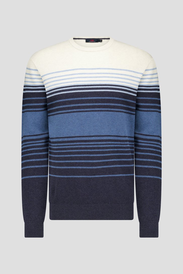 Pull fin en beige et bleu de Dansaert Blue pour Hommes