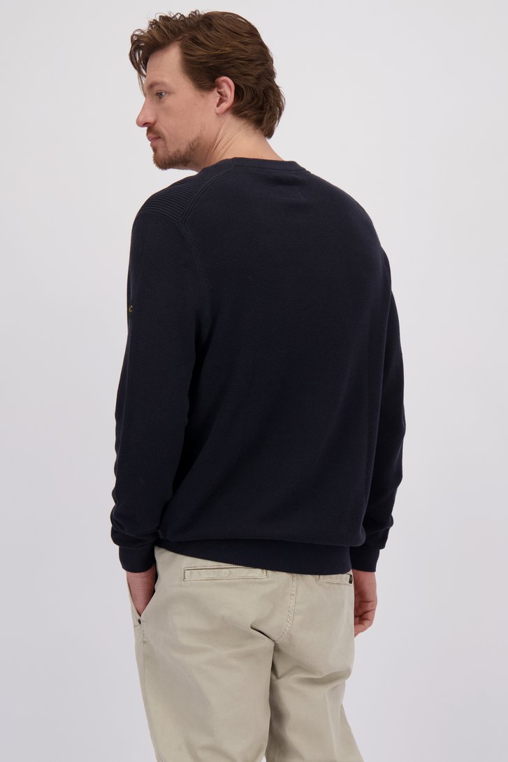 Le dos de Pull fin en maille bleu foncé de Camel active pour Hommes